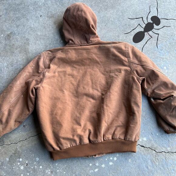 Y2K painted brown carhartt hooded work wear jacket - Picture 6 of 13